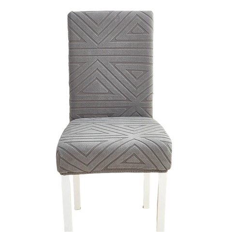 Chair Cover Dark Grey Triangular Design Elastic Material For Dining Room Slipcovers
