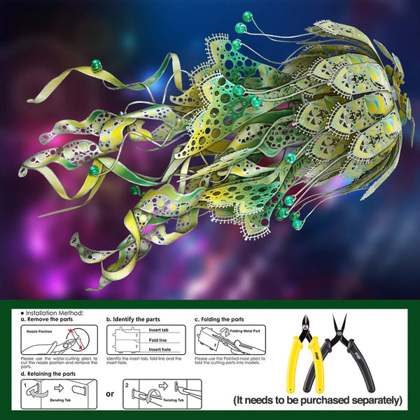 Piececool Model Building Kits Colourful Jellyfish Puzzle 3D Metal Diy Toys Jigsaw For Adult Brain Teaser Teens Gifts Playmats & Jigsaw Mats