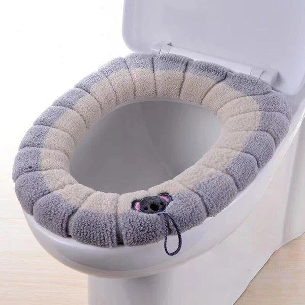 Toilet Seat Gray Soft Warmer Washable Mat Cover Pad Cushion Case Bath Mats Rugs & Toilet Covers