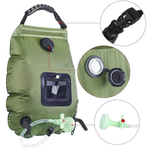 Solar Shower Bag 20L Outdoor Heating Premium Camping Hot Water Temperature 45Ac With Removable Hose Head Portable Showers & Accessories