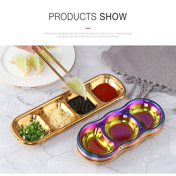 Rose Gold Stainless Steel Seasoning Sauce Dish Dipping Kitchenware Plates