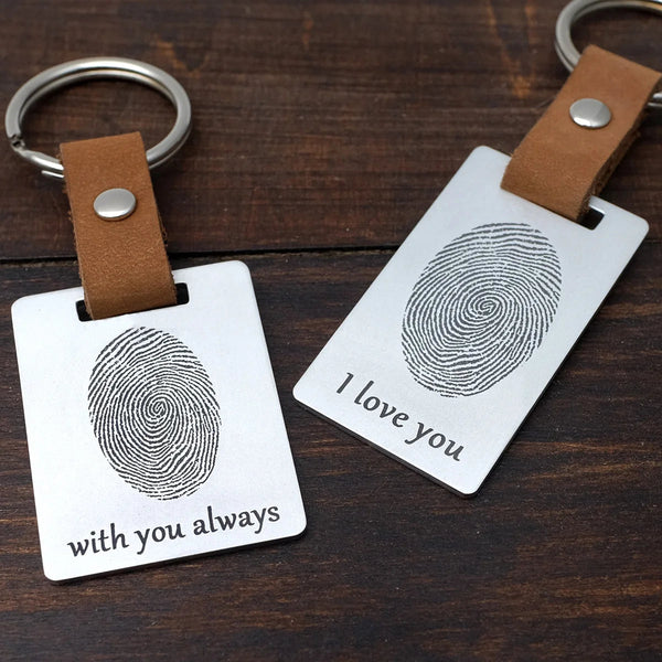 Personalized Fingerprint Keychain Your Actual Chain Custom Print Keyring Customized Memorial Gift Keyrings