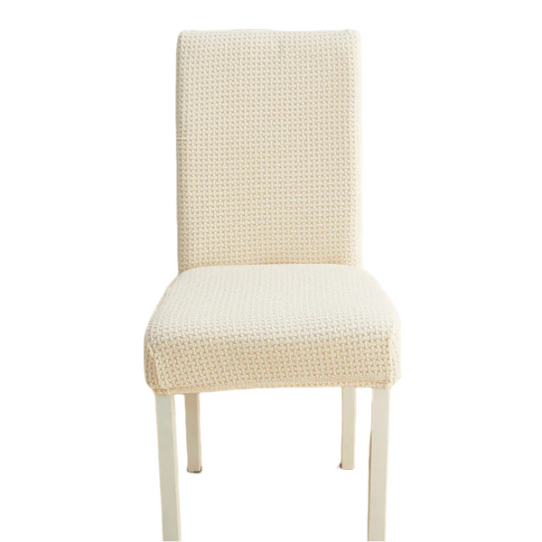 Chair Cover Beige Micro Knitted Design Elastic Material For Dining Room Slipcovers