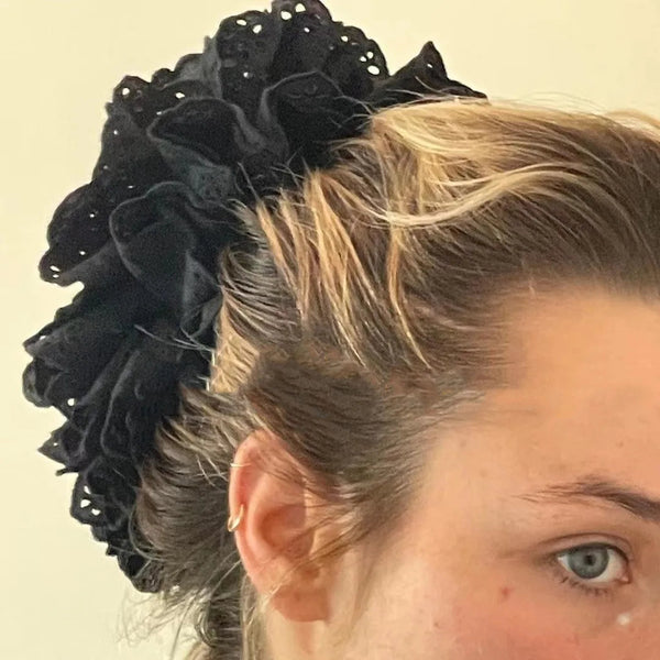 Oversized Lace French Hair Scrunchie Women Elastic Ponytail Holder Headbands Bands Hair Accessories