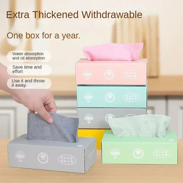 Reusable Cleaning Wipe Household Kitchen Cloth Microfiber Towel Rolls Dish Rags Wash Paper Replacement 1 Of 20 Sheets Cleaning Towels & Cloths