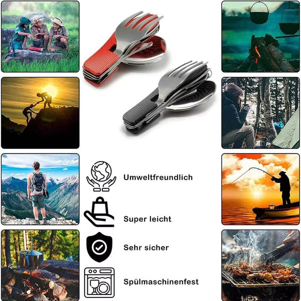 Foldable Camping Utensil Set Multi Functional Knife Fork Spoon Combo Outdoor Activities And Sports Picnic Travel Camping Cooking Utensils