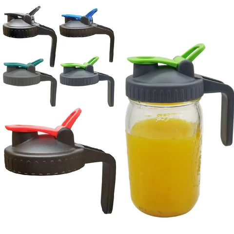 New Reusable Mason Jar Lids For Wide Mouth Plastic Seal Bottle Cover Leak Proof 86Mm Spout With Handle Home Kitchen Tool Canisters & Jars