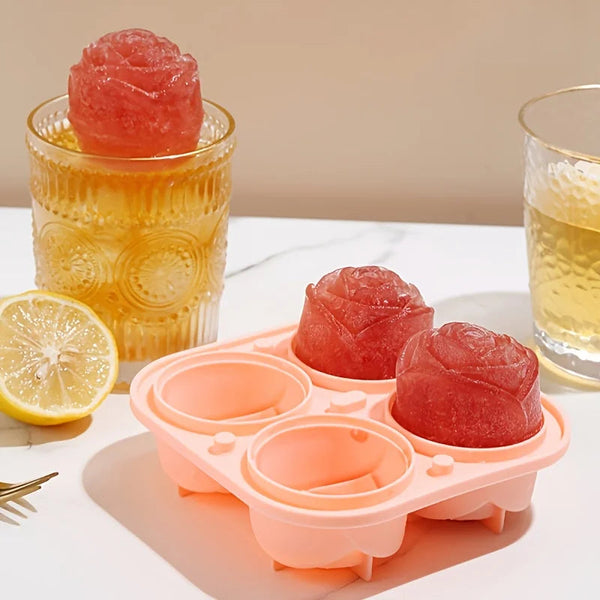Elegant Rose Shaped Ice Cube Mold Reusable Silicone Icetray Flower Ball Food Grade For Effortless Dessert Summer Drinks Ice Cubes Trays & Moulds