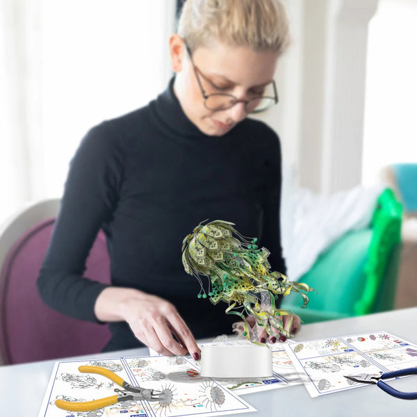 Piececool Model Building Kits Colourful Jellyfish Puzzle 3D Metal Diy Toys Jigsaw For Adult Brain Teaser Teens Gifts Playmats & Jigsaw Mats