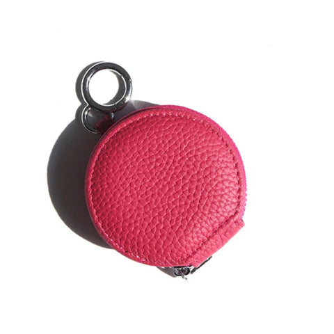 Custom Letters Round Earphone Bag Engrave Name Mini Storage Genuine Leather Zipper Luxury Coin Purse Pouch Key Wallet Gift Earbud Cases