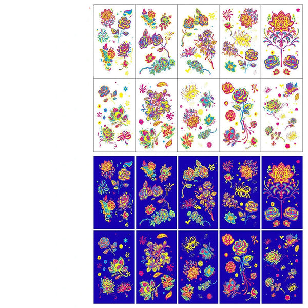 10Pcs Uv Glow Face Tattoo Stickers Butterfly Flower Lips For Party Festival Face Stickers