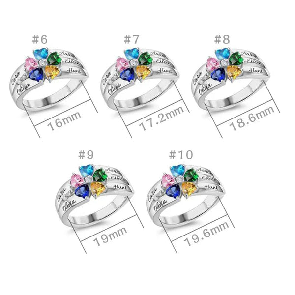 Personalized 1 8 Birthstone Family Mothers Cubic Zirconia Custom Engraved Name Jewelry For Women Grandma Couple Rings