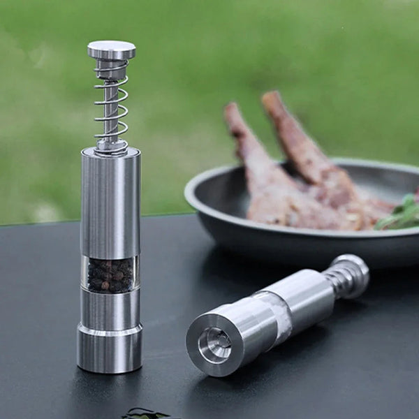 Single Hand Mini Salt Pepper Grinder Manual Thumb Push Spices Transparent Built In Spring For Home Camping Bbq Salt & Pepper