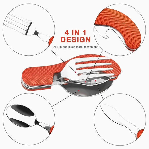 Foldable Camping Utensil Set Multi Functional Knife Fork Spoon Combo Outdoor Activities And Sports Picnic Travel Camping Cooking Utensils