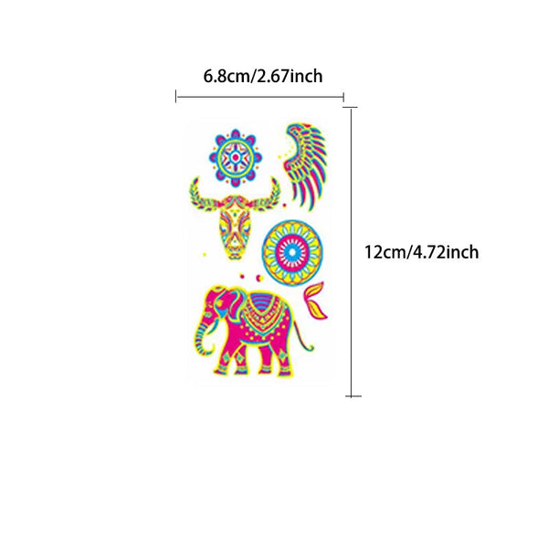 10Pcs Uv Glow Face Tattoo Stickers Butterfly Flower Lips For Party Festival Face Stickers