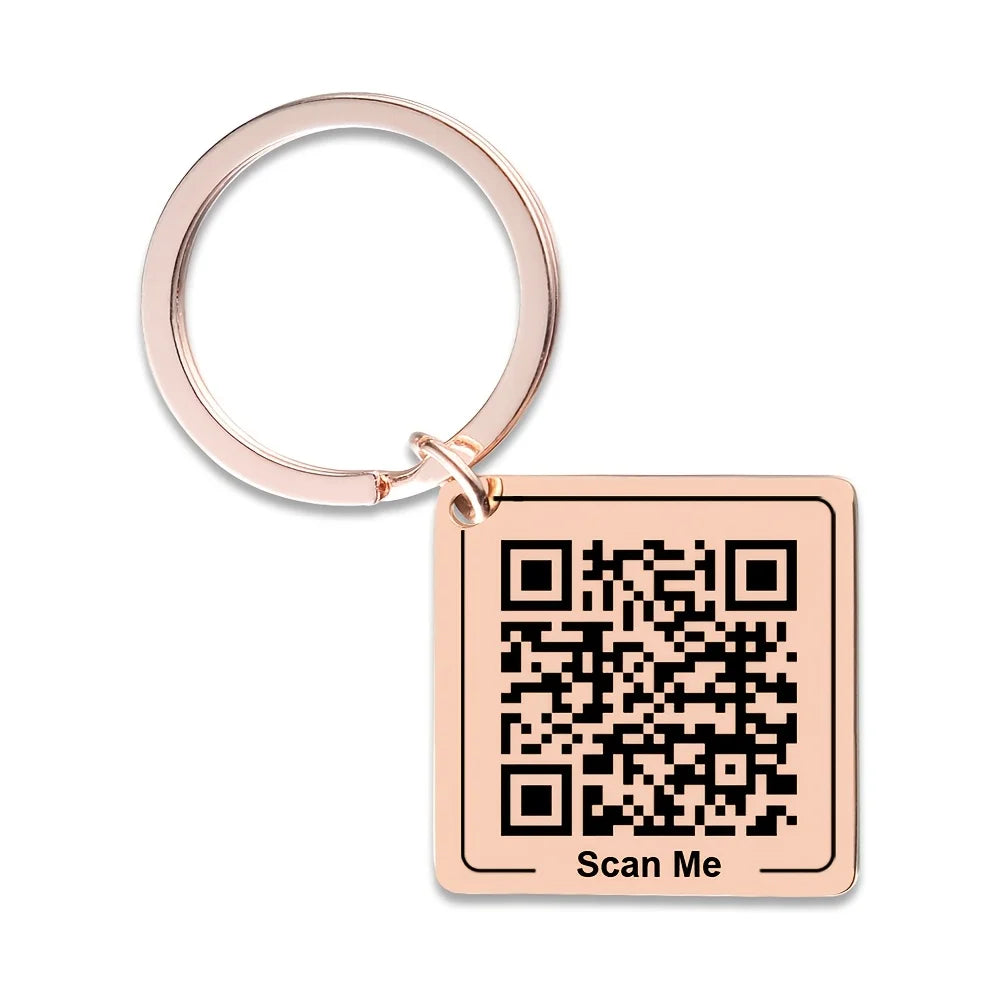 Customized Stainless Steel Qr Code Keychain Personalized Business Card Company Introduction Party Wedding Gift Accessories Keyrings