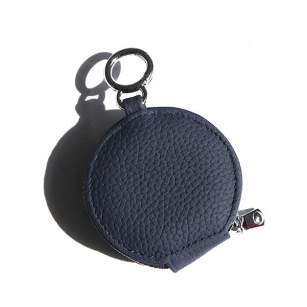 Custom Letters Round Earphone Bag Engrave Name Mini Storage Genuine Leather Zipper Luxury Coin Purse Pouch Key Wallet Gift Earbud Cases