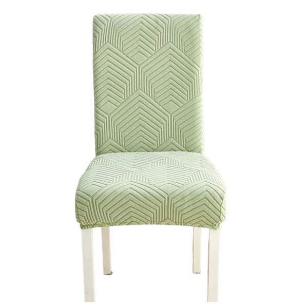 Chair Cover Light Green Geometric Lines Design Elastic Material For Dining Room Chair Covers