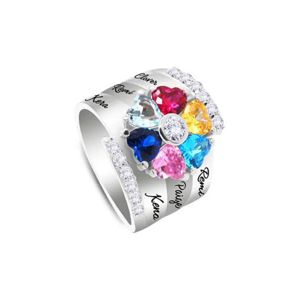 Personalized 1 8 Birthstone Family Mothers Cubic Zirconia Custom Engraved Name Jewelry For Women Grandma Couple Rings