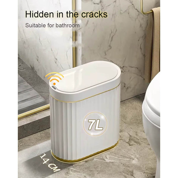 7/9L Automatic Sensor Trash Can Fashionable Roman Striped Bathroom Toilet Smart Kitchen Induction Garbage Bin Dustbin Rubbish Bins