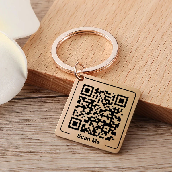 Customized Stainless Steel Qr Code Keychain Personalized Business Card Company Introduction Party Wedding Gift Accessories Keyrings