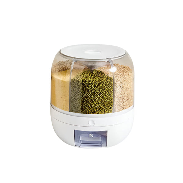 360 Degree Rotating Rice Dispenser Sealed Dry Cereal Grain Bucket Moisture Proof Kitchen Food Container Storage Box Food Storage Containers