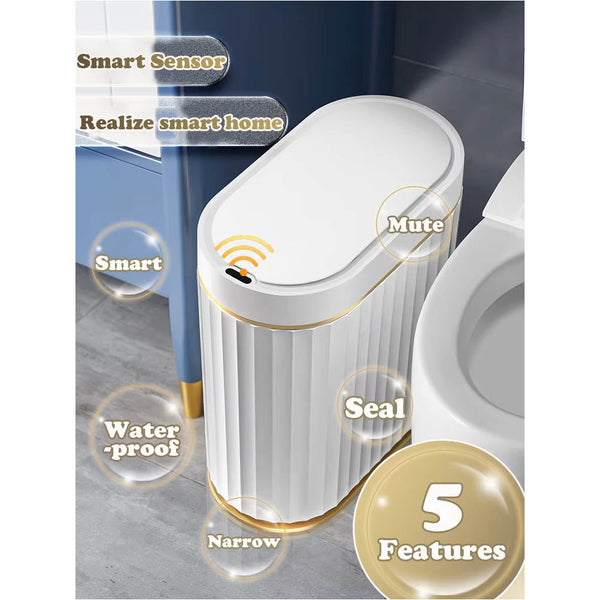 7/9L Automatic Sensor Trash Can Fashionable Roman Striped Bathroom Toilet Smart Kitchen Induction Garbage Bin Dustbin Rubbish Bins