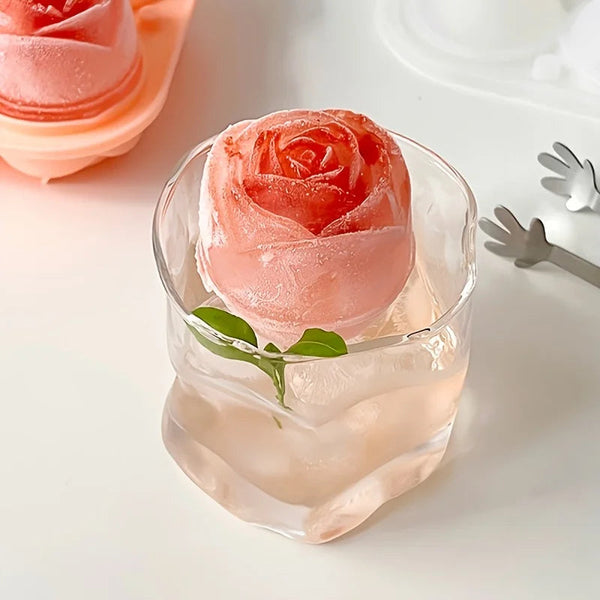 Elegant Rose Shaped Ice Cube Mold Reusable Silicone Icetray Flower Ball Food Grade For Effortless Dessert Summer Drinks Ice Cubes Trays & Moulds