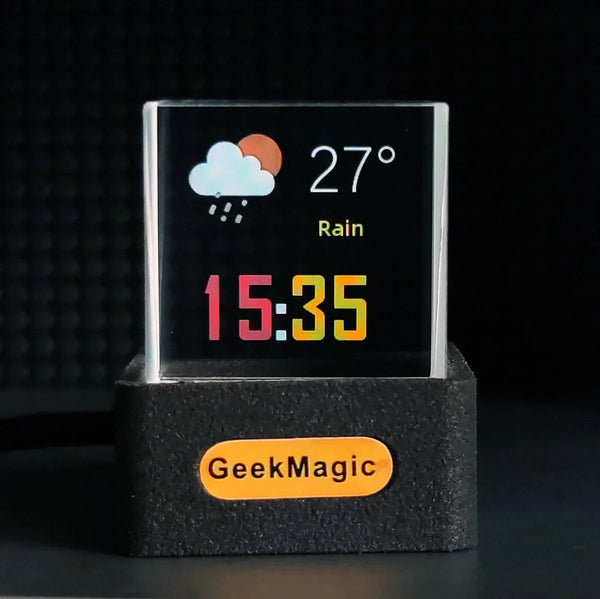 Geekmagic Giftv Crystal Cube Photo Display Holographic Desktop Smart Weather Station Digital Clock With Animations Album Other Clocks