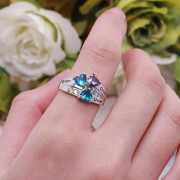 Personalized 1 8 Birthstone Family Mothers Cubic Zirconia Custom Engraved Name Jewelry For Women Grandma Couple Rings