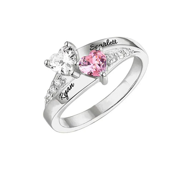 Personalized 1 8 Birthstone Family Mothers Cubic Zirconia Custom Engraved Name Jewelry For Women Grandma Couple Rings