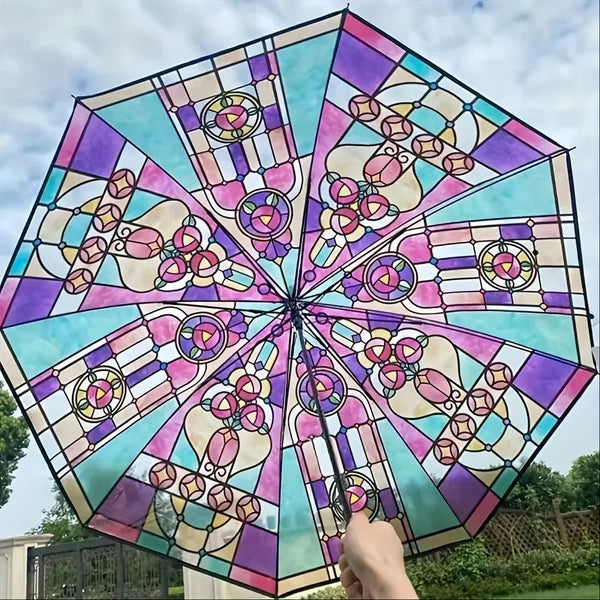 British Wind Rainforest Arch Transparent Umbrella Stained Glass Long Handle Automatic Large Romantic Sunny Umbrellas