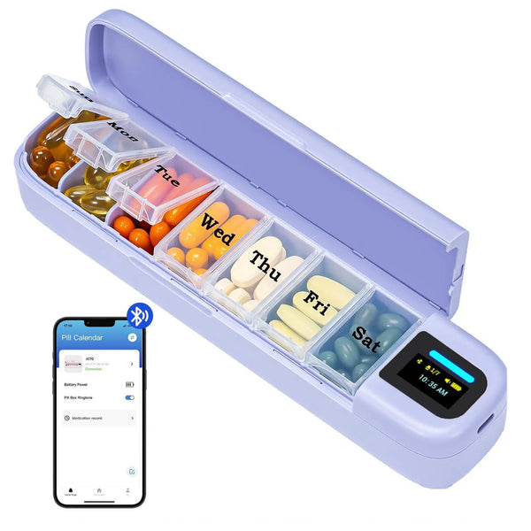 Bluetooth Smart Electronic Pill Case With Timer Clock 7 Day Portable Dispenser Box Pill Boxes