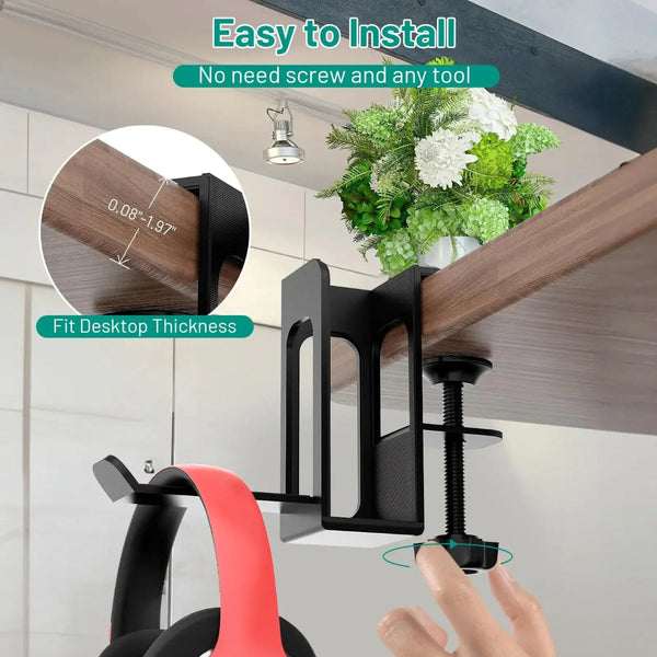 Steel Clamp Desk Side Laptop Holder Home Office Hanging Organizer Stands Holders & Car Mounts