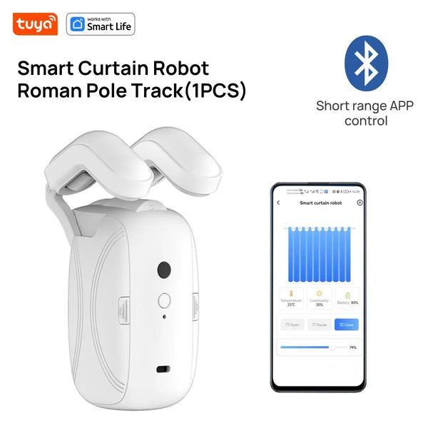 1Pcs Tuya Smart Curtain Robot Roman Rod Track App Controlsingle/Double (Works With Gateway For Remote Controli Other Curtains & Accessories