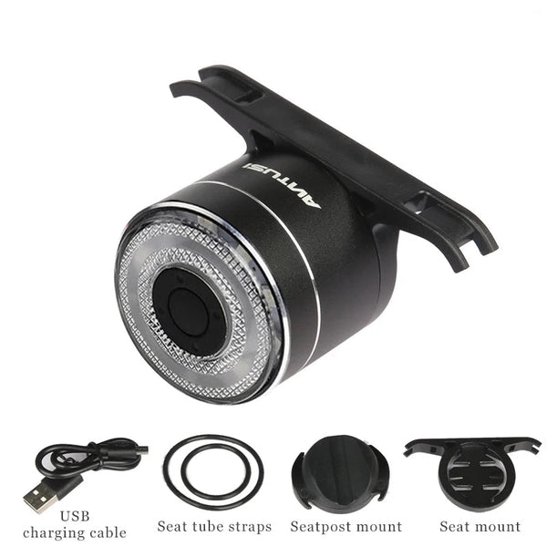 Antusi A8 Wireless Bike Rear Light Bell Anti Theft Alarm & Auto Brake Taillight Lights & Reflectors