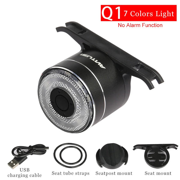 Antusi A8 Wireless Bike Rear Light Bell Anti Theft Alarm & Auto Brake Taillight Lights & Reflectors