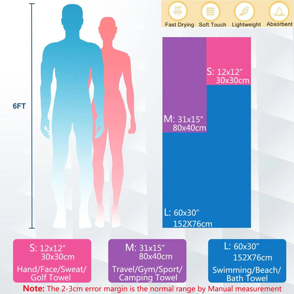 Quick Drying Microfiber Camping Towel Super Absorbent Gym/Swimming 40X80cm Lightweight Sports/Beach/ Travel Towels Towels & Flannels