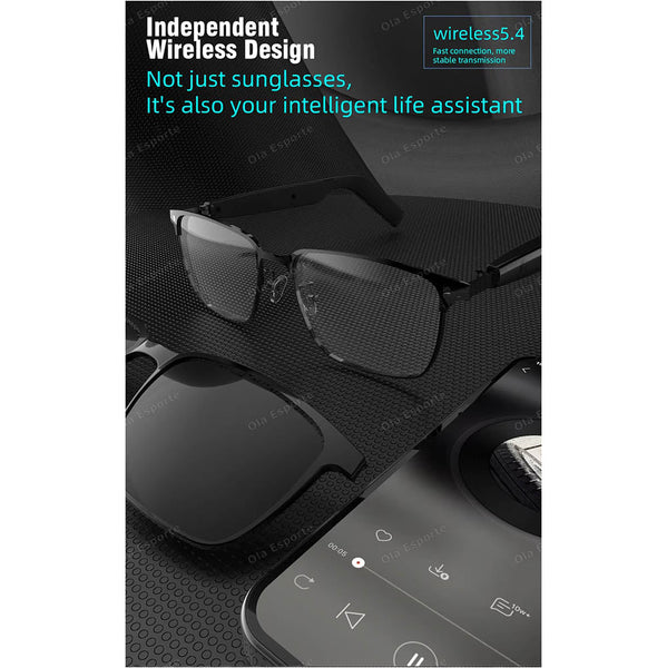 Hot For Xiaomi Smart Glasses Men 2In1 Uv Protection Portable Polarized Anti Blue Light Black Frame White Lenses Music Sunglasses