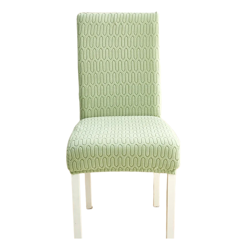 Chair Cover Light Green Wavey Lines Design Elastic Material For Garden Slipcovers