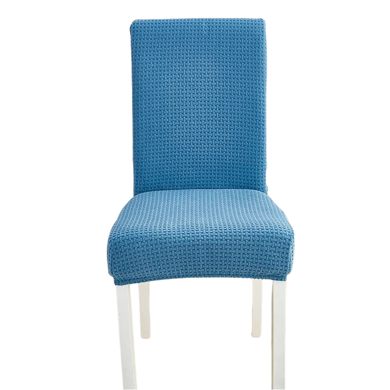 Chair Cover Blue Micro Knitted Design Elastic Material For Dining Room Kitchen Slipcovers