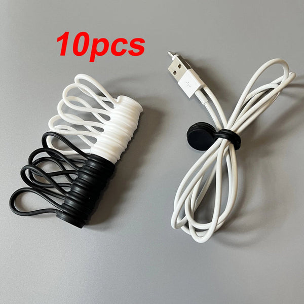 10Pcs Magnetic Cable Ties Silicone Management Twist Reusable Cord Clips For Bundling Organizing Cable Cleats Clamps & Ties