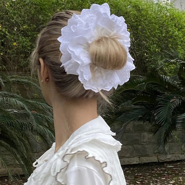 Oversized Lace French Hair Scrunchie Women Elastic Ponytail Holder Headbands Bands Hair Accessories