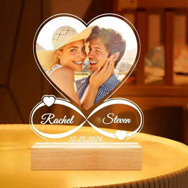 Personalized 3D Photo Acrylic Lamp Customized Text Night Light Bedroom Wedding Valentine's Day Anniversary Birthday Gift Night Lights
