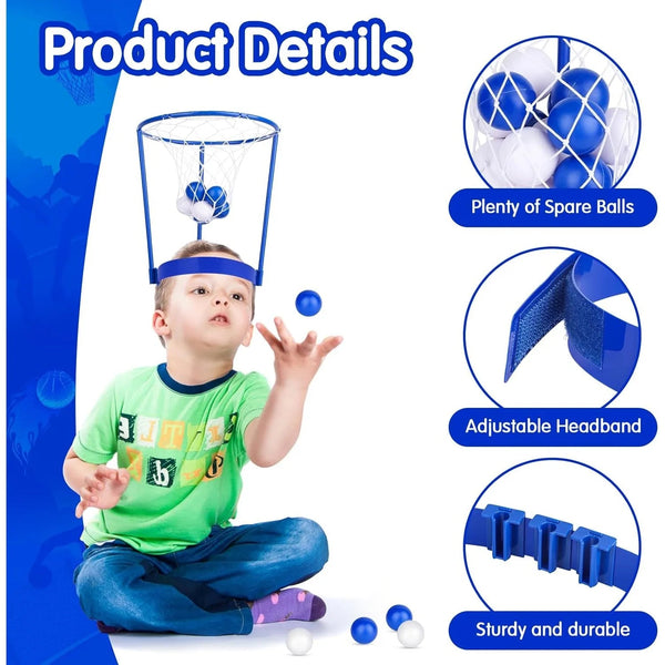 2 Pack Head Hoop Basketball Party Game For Kids Adults Adjustable Net Headband With 20 Balls Fun Gift Birthday Outdoor Toy Balls