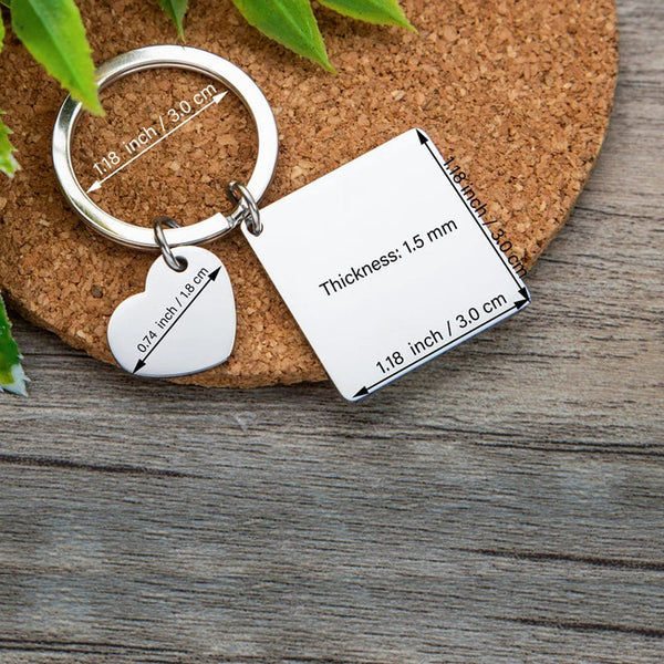Custom Calendar Keychain Stainless Steel Heart Keyring Wedding Personalized Gift For Boyfriend Husband Keyrings