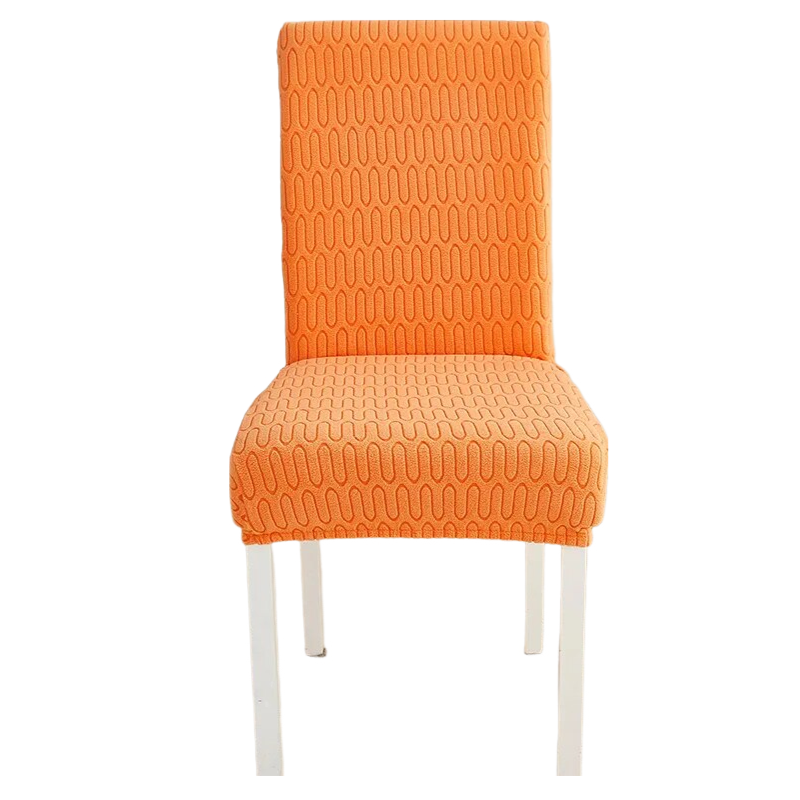 Chair Cover Orange Wavey Lines Design Elastic Material For Dining Room Slipcovers