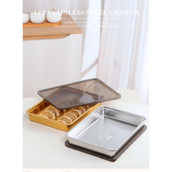 Pink Rainbow Food Grade Stainless Steel Crisper Box Storage With Lid Food Storage Containers