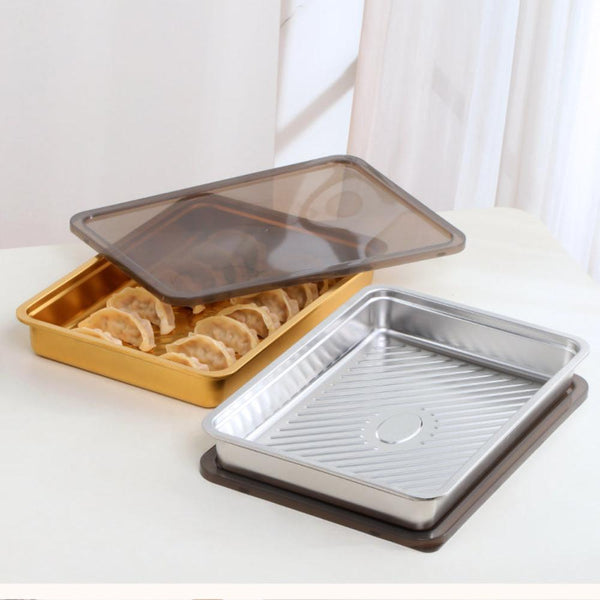 Gold Food Grade Stainless Steel Crisper Box Storage With Lid For Kitchen Organisation Food Storage Containers