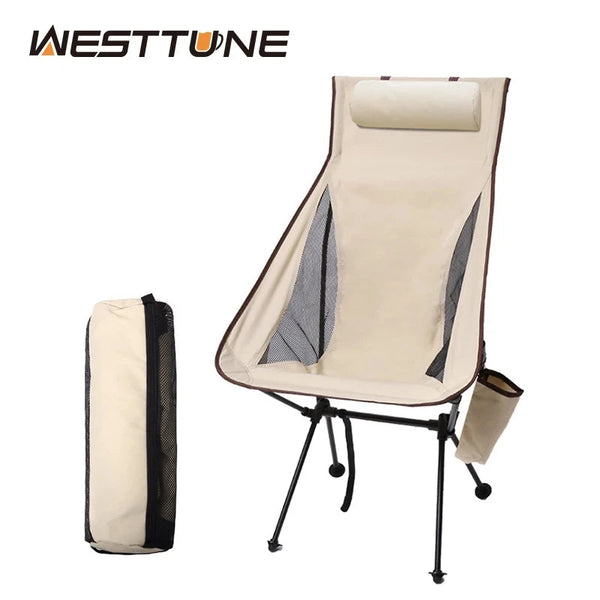 Westtune Folding Camping Chair With Headrest Lightweight Tourist Chairs Aluminum Alloy Fishing Outdoor Furniture Camping Chairs